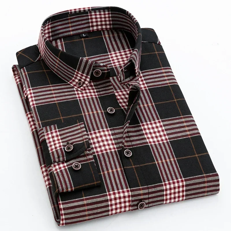Men-s-plaid-shirt-long-sleeved-Korean-version-slim-fitting-fashionable-plaid-pattern-business-casual-classic-3