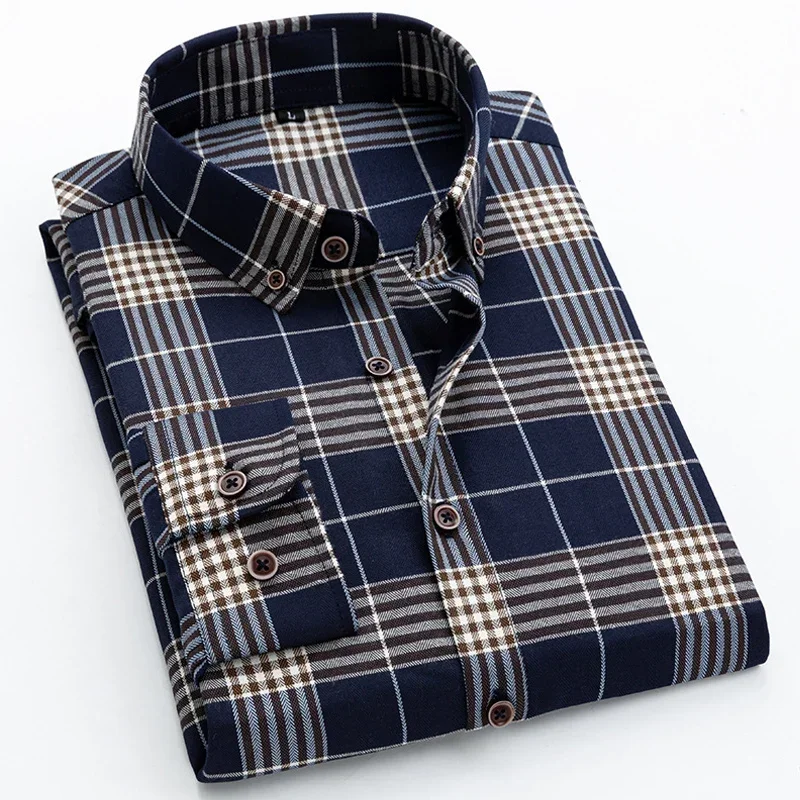Men-s-plaid-shirt-long-sleeved-Korean-version-slim-fitting-fashionable-plaid-pattern-business-casual-classic-4