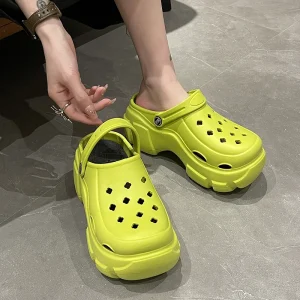 Gold 2024 new white black green sandals platform ladies summer sandals hole hole girls garden shoes